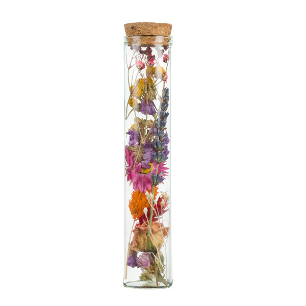 Getrocknete Blüten in Glasvase M, bunt
