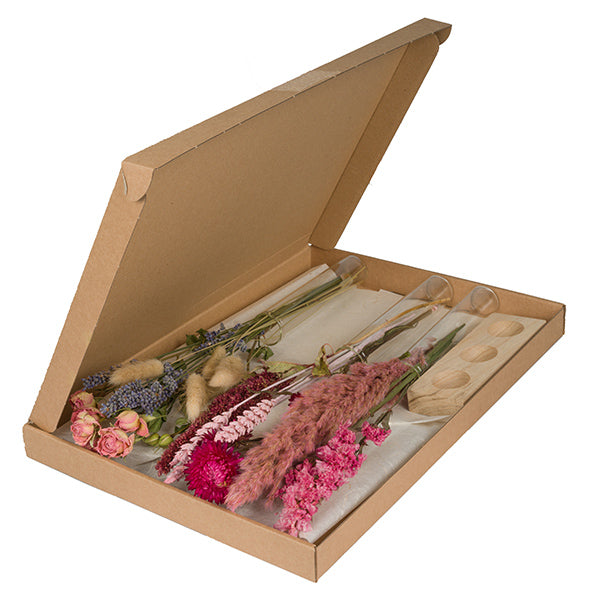 Trockenblumen mit 3 Vasen in Geschenkbox